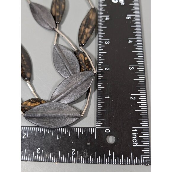 Gray Brown Multi Layer Necklace Fall Autumn Whimsigoth Earthy 20" - Picture 8 of 8